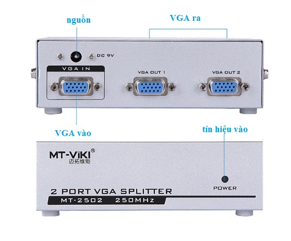 Bộ chia vga 1 ra 2 loại 250 Mhz MT VIKI